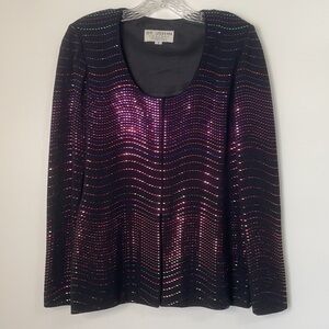 St. John Couture Metallic Knit Blazer Jacket Size 4